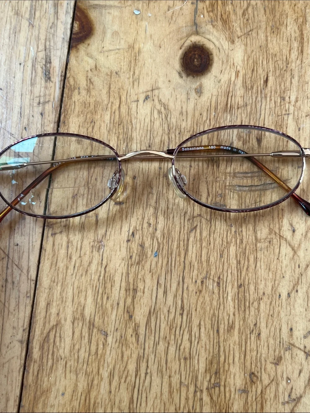 Sebastiano Oval Metal Frame Glasses in Gold and Brown